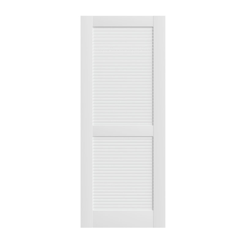 Porte 18 po x 80 po H 2 panneaux à persienne double pleine plantation avec porte en bois apprêté Shaker, 18 po x 80 po