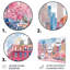 Rose, bleu, bâtiments de New York en été - salon d'art mural de New York-86149033-86149047