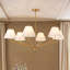 Lustre Morvan 6 - Abat-jour en tissu blanc pâle pour salon