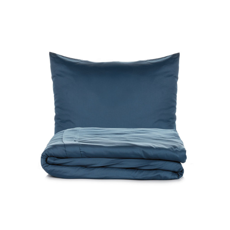 Luxurious Satin Super King Quilt Cover Set, 100% Cotton, Blue | Duvet Cover 102.4 x 86.6 inches, 2 Pillowcases 19.7 x 31.5 inches | Reactive Printing, Machine Washable, 211 Thread Count, Elegant Design with Button Closure