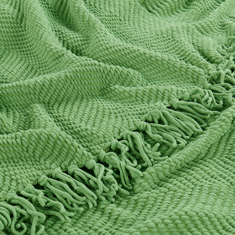 Green Knitted Microfiber Reversible Throw Blanket, 50" x 60"