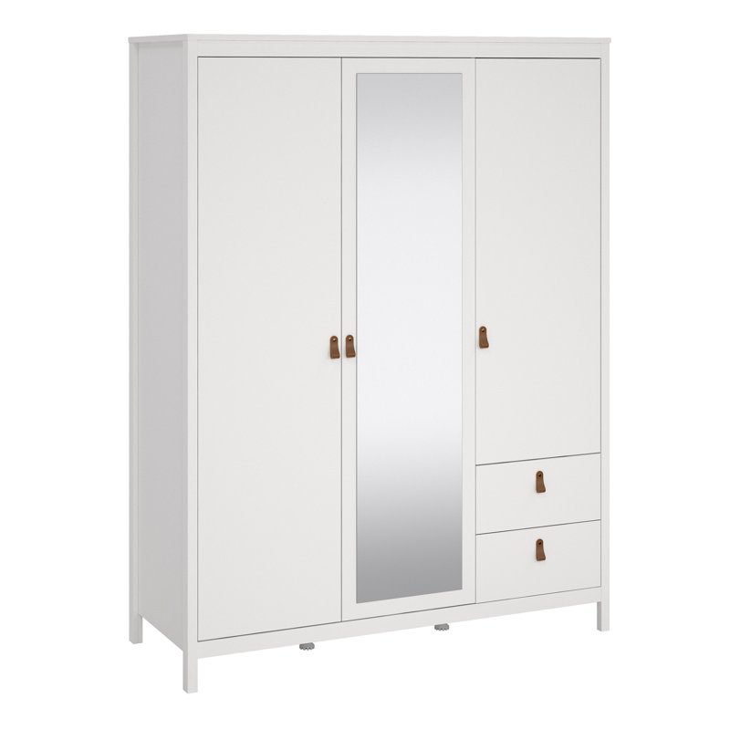 Aecca 3 Door Manufactured Wood Wardrobe, Matt White