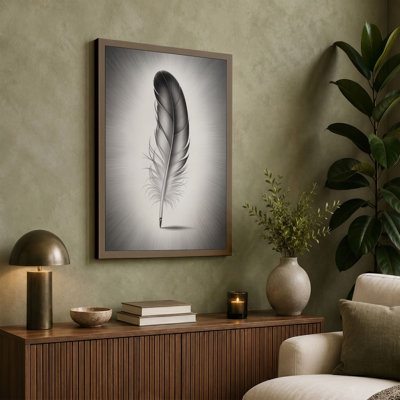Feather in Light Minimalist - Wrapped Canvas