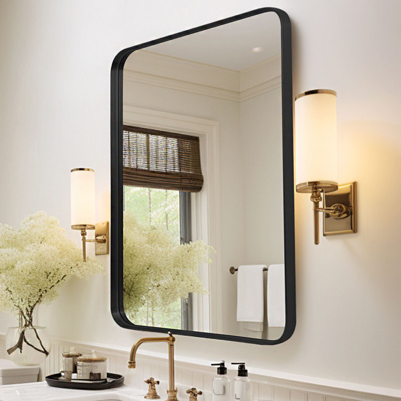 Rectangle Mirror, Black, 75cm H x 50cm W