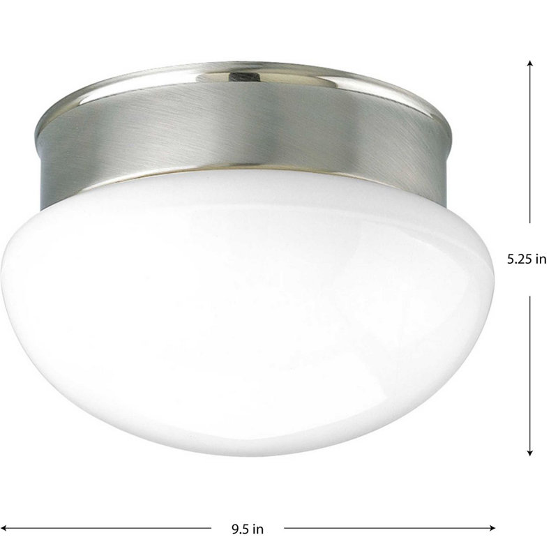 Hucksley Glass Flush Mount, Brushed Nickel, 5.25" H  x 9.5" Diameter