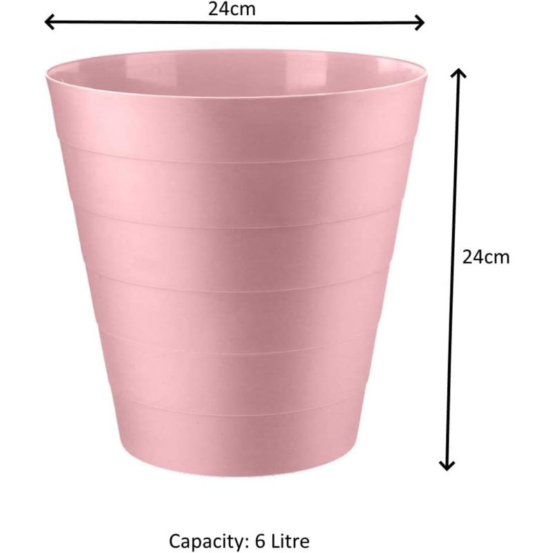Dessa Plastic Waste Paper Bin 6L Round Waste Basket Trash Can Lightweight Rubbish Bin (Pink)