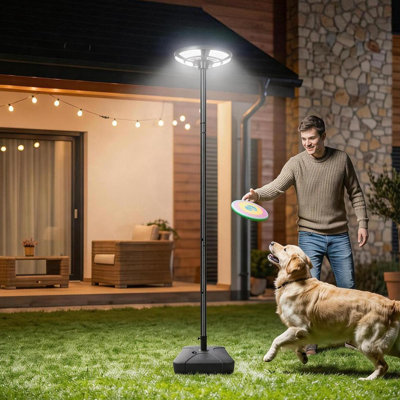 Lawn Friendly 89" Freestanding Lamp Post with Dual-Charging Option