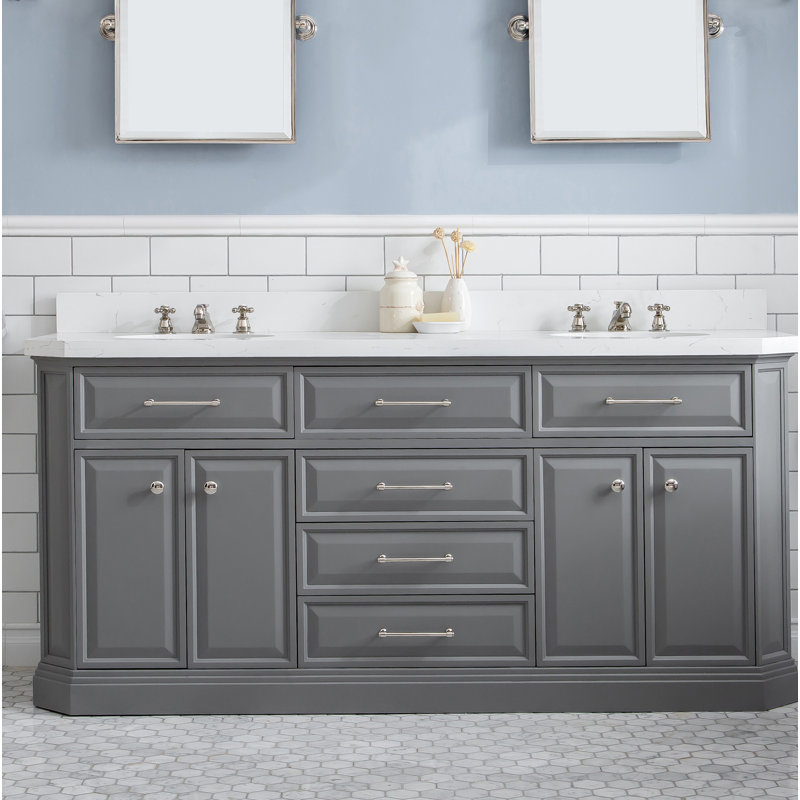 Palace 72'' W Double Vanity, Cashmere Gray, Polished Nickel