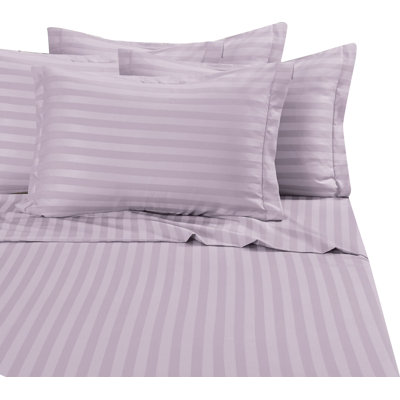 Ensemble de literie à rayures damassées 6 pièces Elegant Comfort, microfibre 1500 fils, infroissable