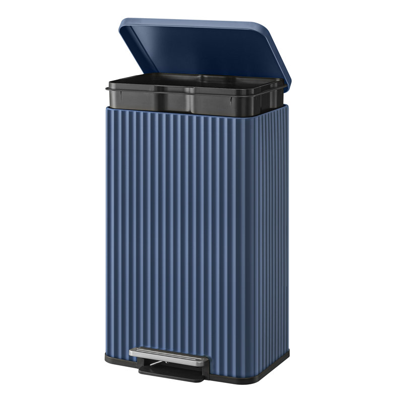 Poubelle de cuisine 13 gallons avec couvercle, Bleu