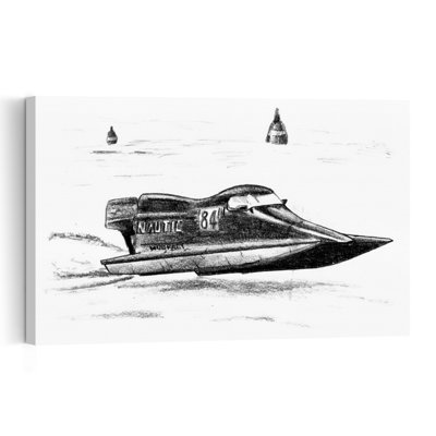 Vintage Speed Boat Race Classic Retro Vintage Beach Wall Art Print