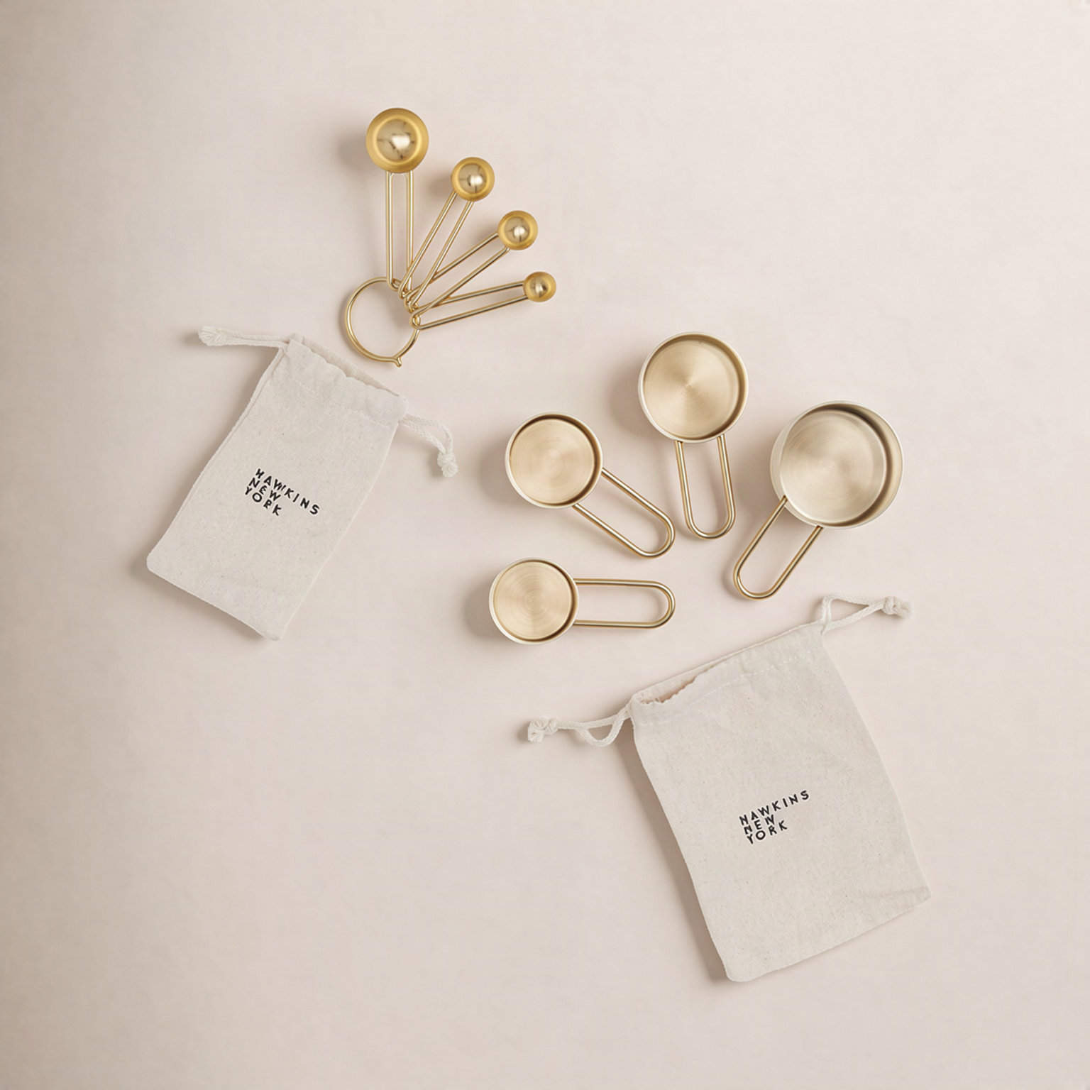 Simple 4-Piece Measuring Spoon Set, Brass