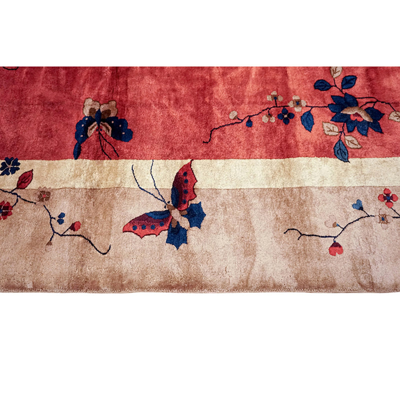 Antique Chinese - Art Deco Allover Floral Beige, Rose 1920s Rug