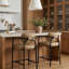 Tabouret de comptoir rembourré en cuir brun clair Serava Serava-129631229