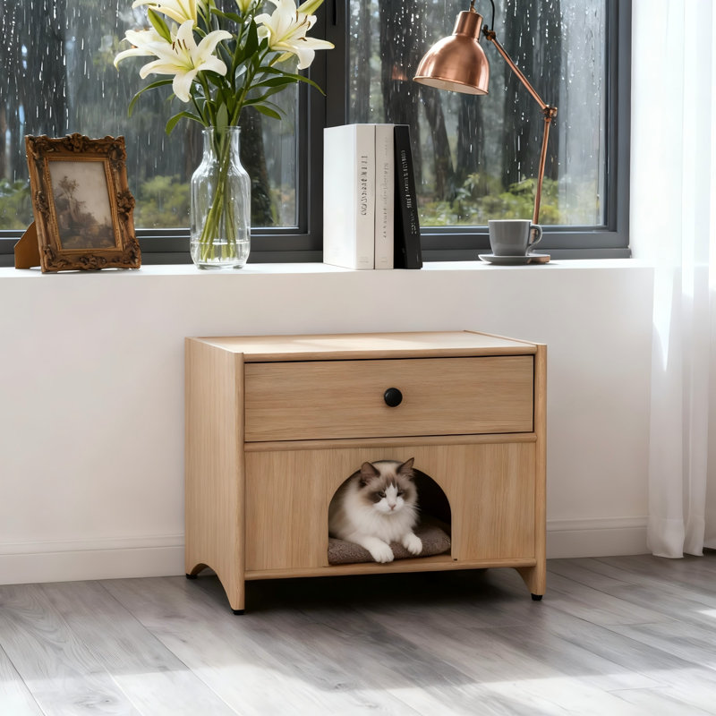 Table d'appoint pour chat avec litière et tiroir