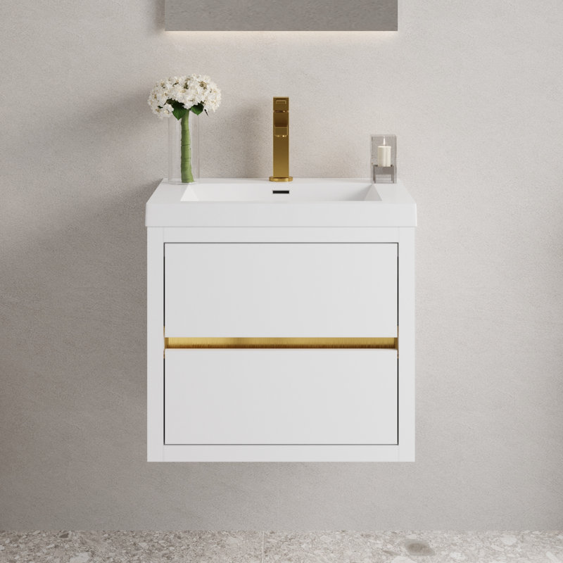 Meuble-lavabo mural avec lavabo, meuble-lavabo avec tiroirs, meuble-lavabo