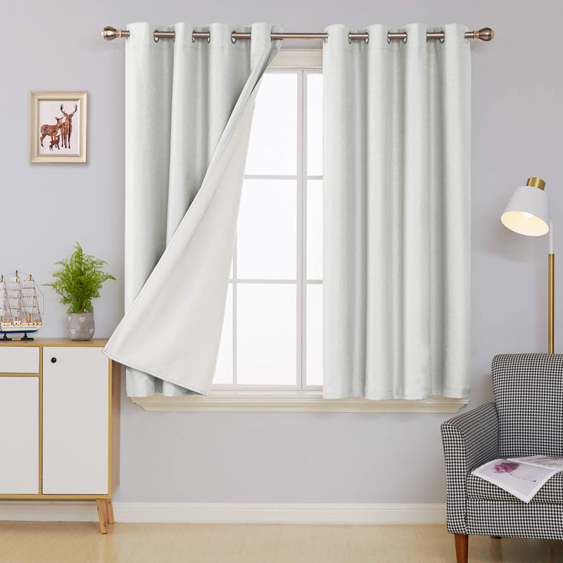 Total Coating Blackout Curtains (Set of 2), 52" W x 54" L, Light Grayish White