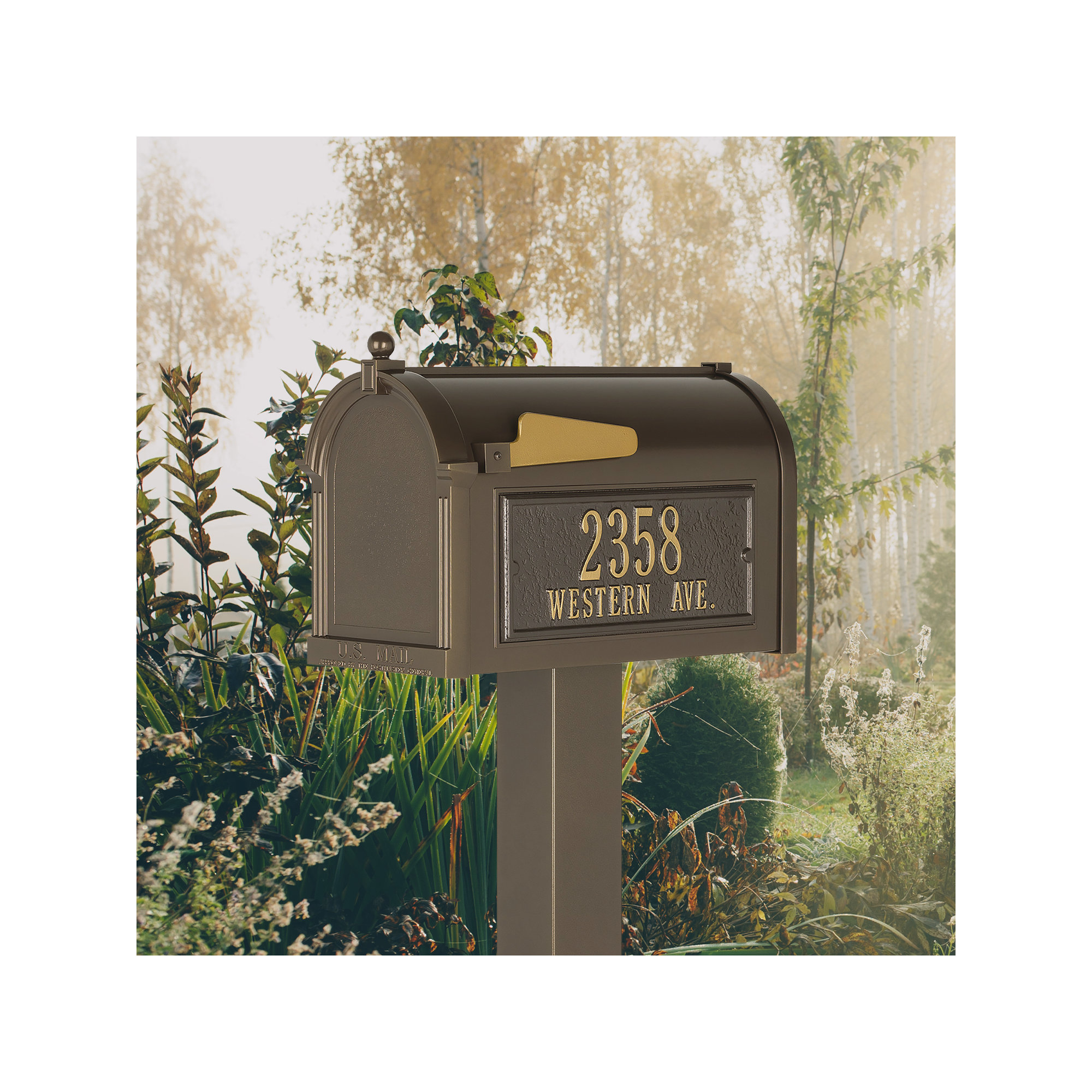 Premium Package Post Mounted Mailbox, Yes, Bronze