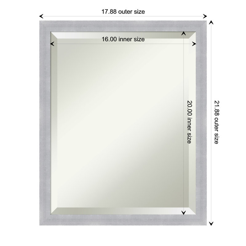 Miroir mural Anastase, Gris, 22 po x 18 po