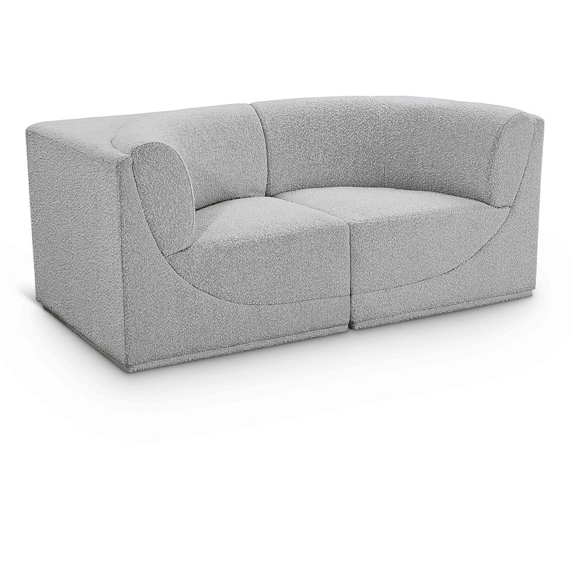 Ollie 68" Upholstered Sofa, Grey Boucle Fabric