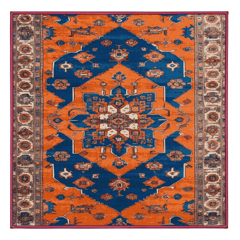 Machine Washable Tabriz Brown Area Rug, Square 5'