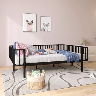 Metal Full Size Daybed , Sturdy Steel Slat Support Daybed Sofa, No Box Spring Needed, Black