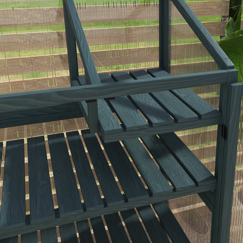 62 Inch Height Wood Large Greenhouse, Green