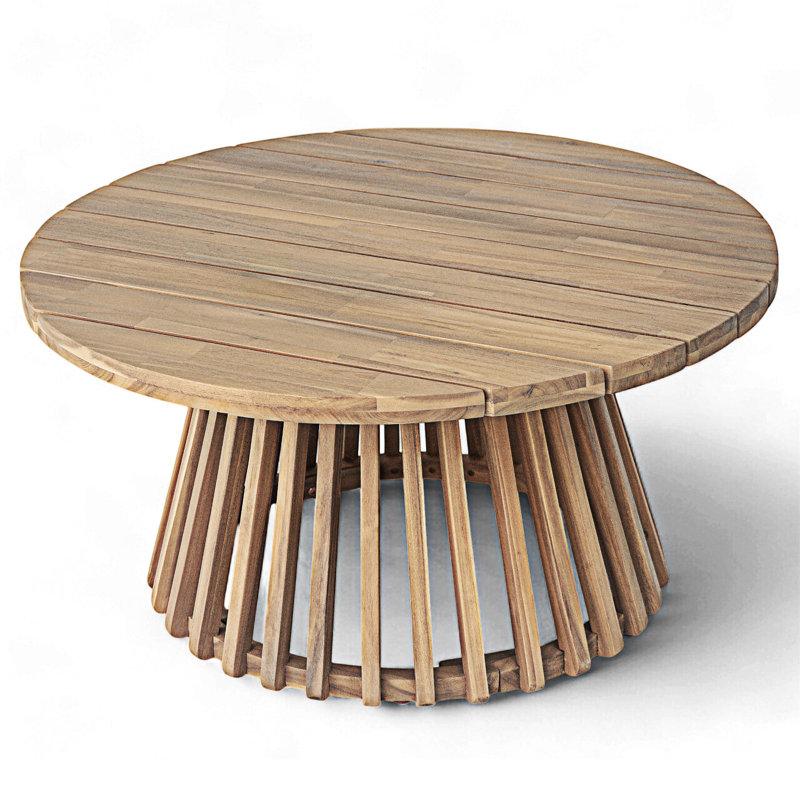 Outdoor Wood Patio Coffee Table, Light Teak