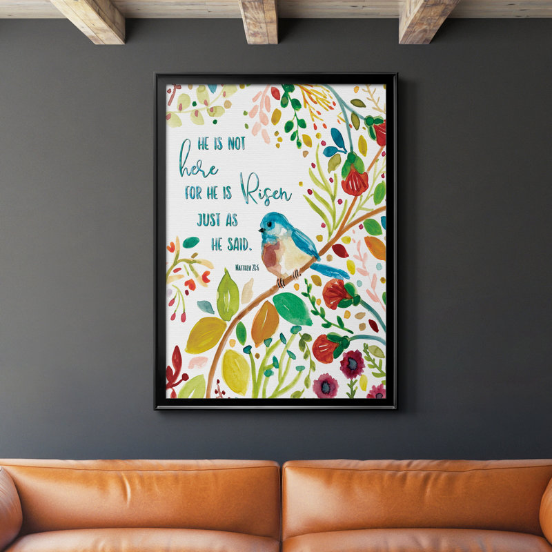 «He Is Risen», art textuel sur toile, H 30,5 po x l 42,5 po x P 1,5 po, Noir