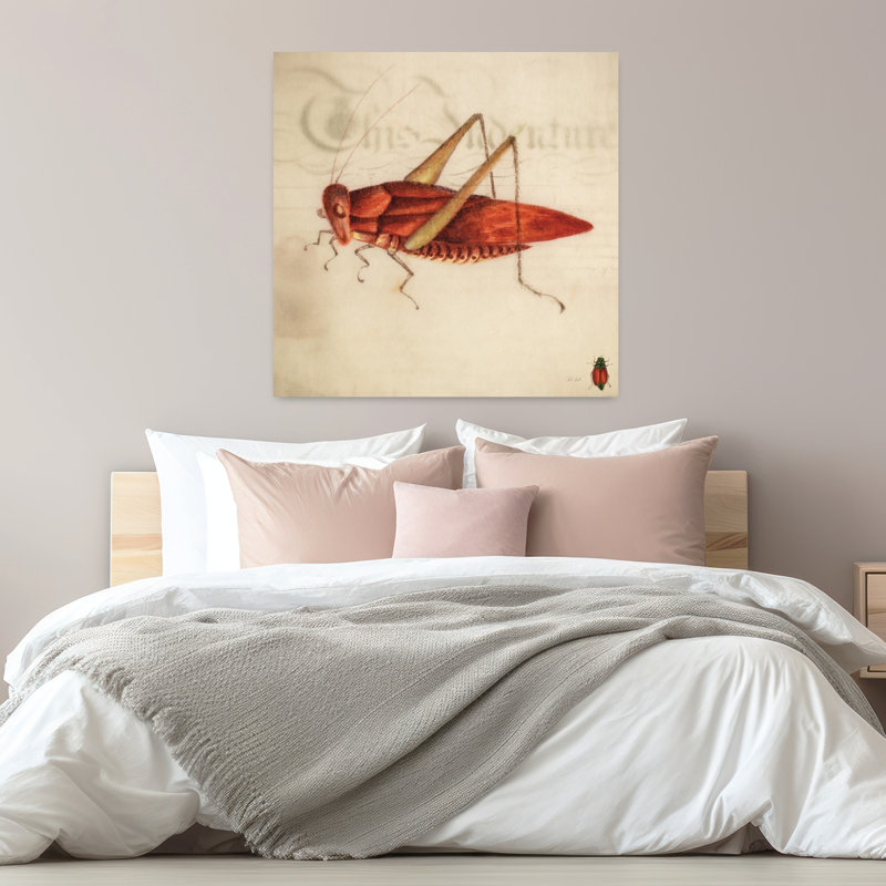 Art rétro de sauterelle rouge rétro, H 32 po x l 32 po