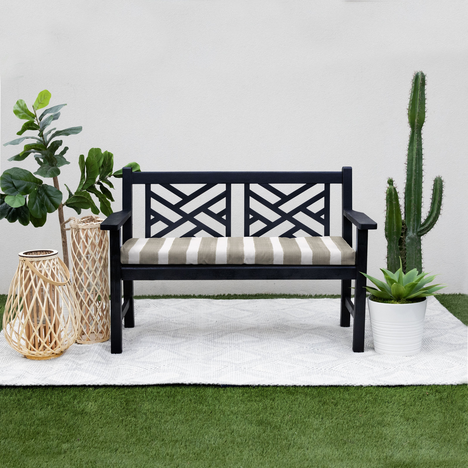 Gia Striped Indoor/Outdoor Bench Cushion, 48" W x 19" D
