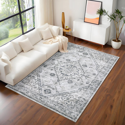 Tapis lavable à motif floral rétro très grand, antidérapant, à poils courts et résistant aux taches, parfait pour le salon, la chambre à coucher, la salle à manger, la chambre de bébé, le bureau