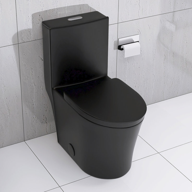 Matte Black Elongated Toilet, 1.1/1.6 Dual Flush, Silent Flushing Technology For Peace Peaceful Bathroom, Black