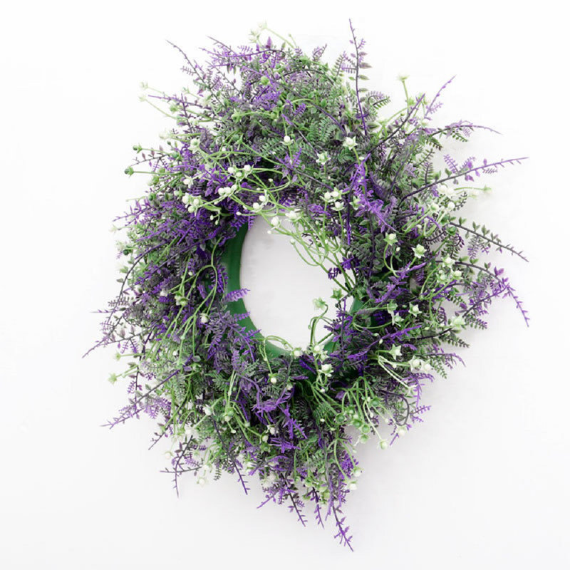 25cm Round Artificial Lavender Flower Wreath