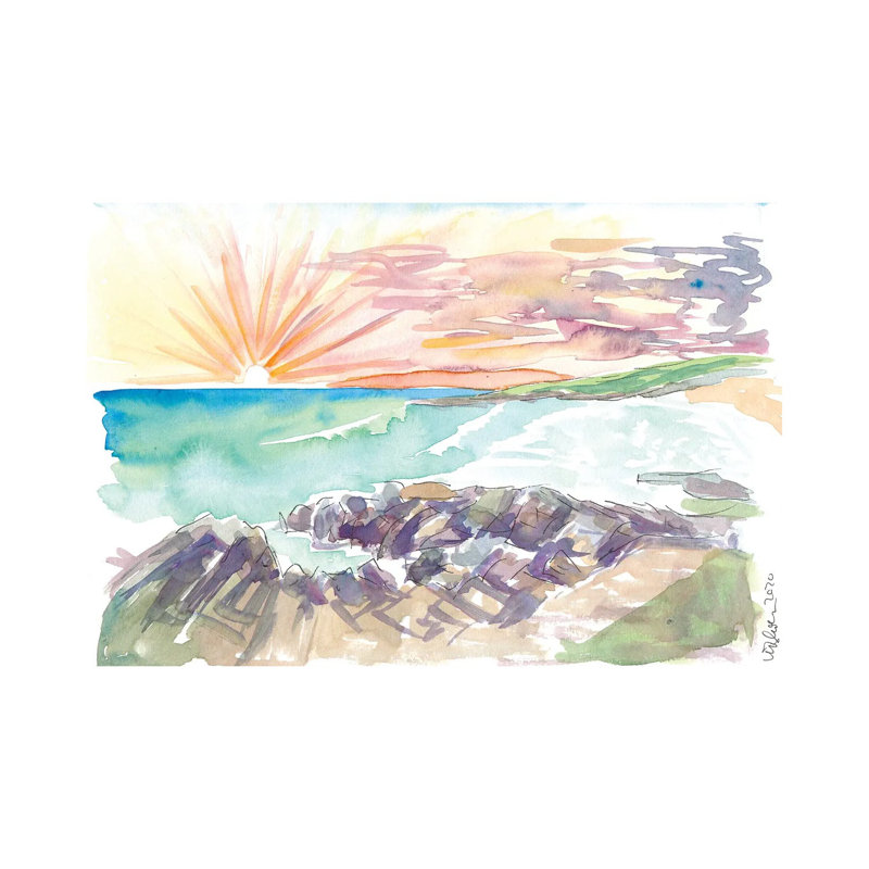 «Rough Romantic Coastline Outer Hebrides Harris Écosse» par Markus & Martina Bleichner - peinture sur toile tendue
