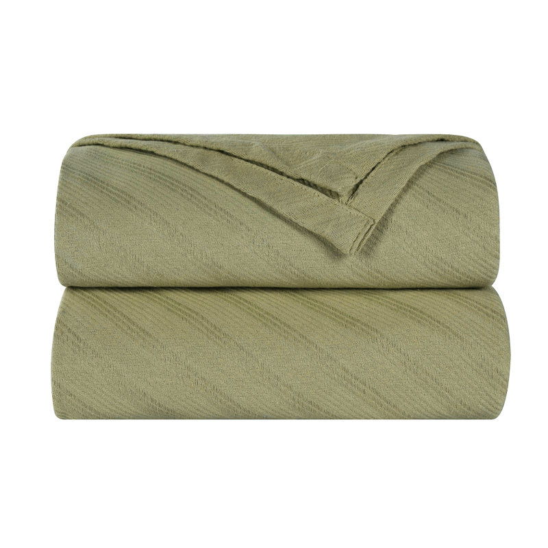 Jeté léger en coton tissé à motif jacquard Milan, Sauge, Jeté
