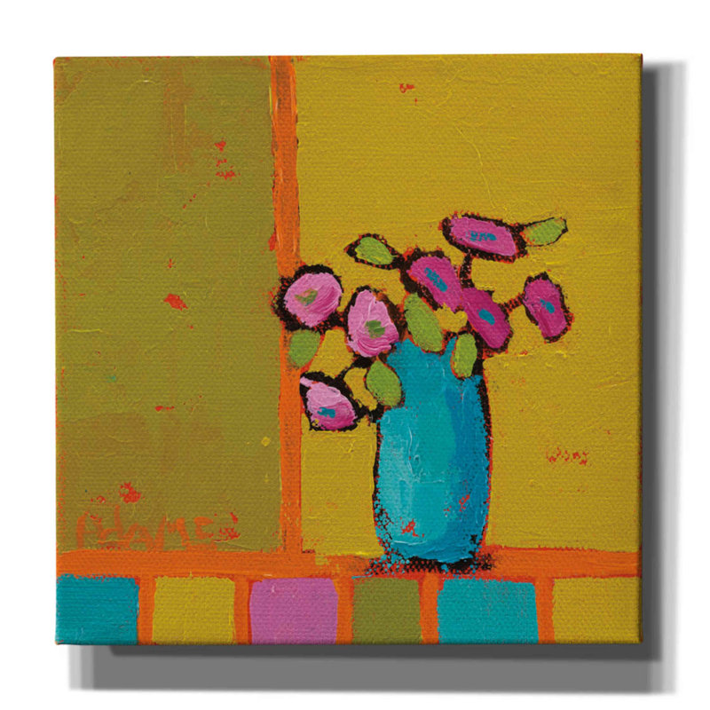 «Turquoise Vase» par Phyllis Adams, art mural sur toile, H 26 po x l 26 po x P 1,5 po