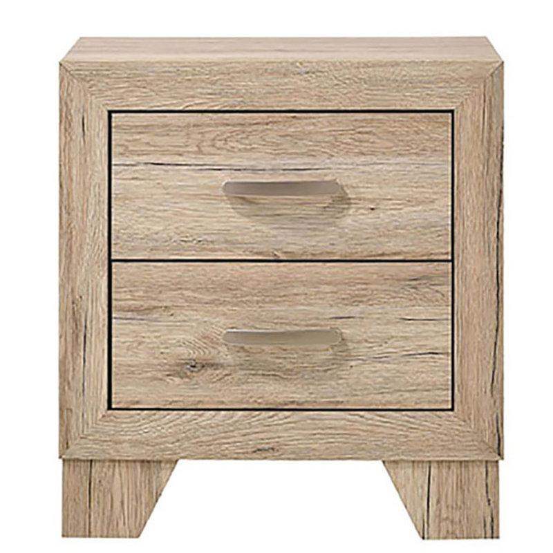 Table de chevet Natural 2 avec glissières exceptionnelles et poignée en métal rustique avec objet de tiroir prééminent