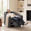 Fauteuil inclinable ergonomique avec revêtement en chenille et repose-pieds - conception confortable en tonneau avec poche de rangement latérale-1725406766