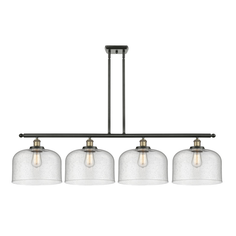 Luminaire suspendu pour îlot de cuisine 4 lumières Lattimer, Grainé, Laiton antique noir, DEL