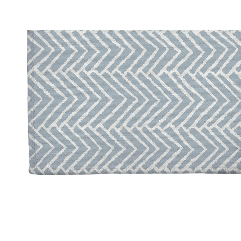Chevron Block Non-Slip Outdoor Rug, Runner 2'6" x 8'