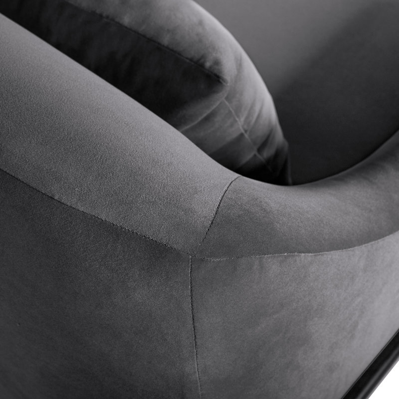 Fauteuil large en velours 32,9 po Bloch, Gris