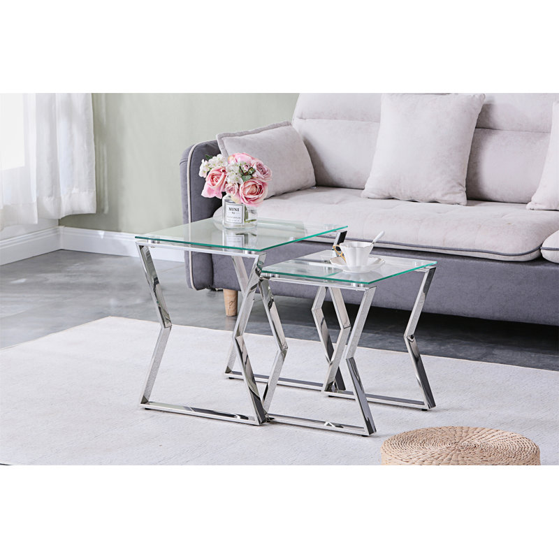 Deondra Glass Top Living Room Table Set