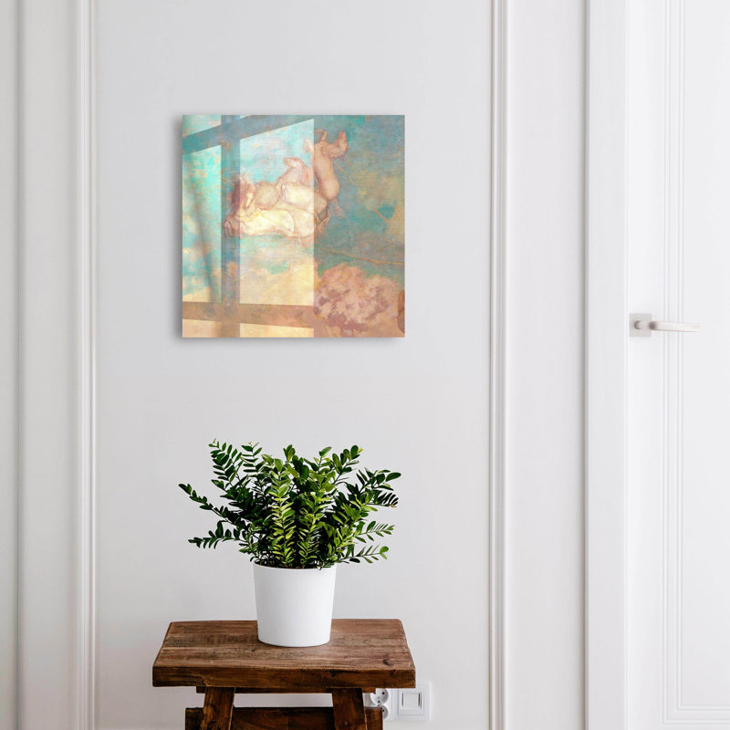 Decorative key box for wall, Opens to the left, 30x30x5, White, Pastel animals on a turquoise background, 