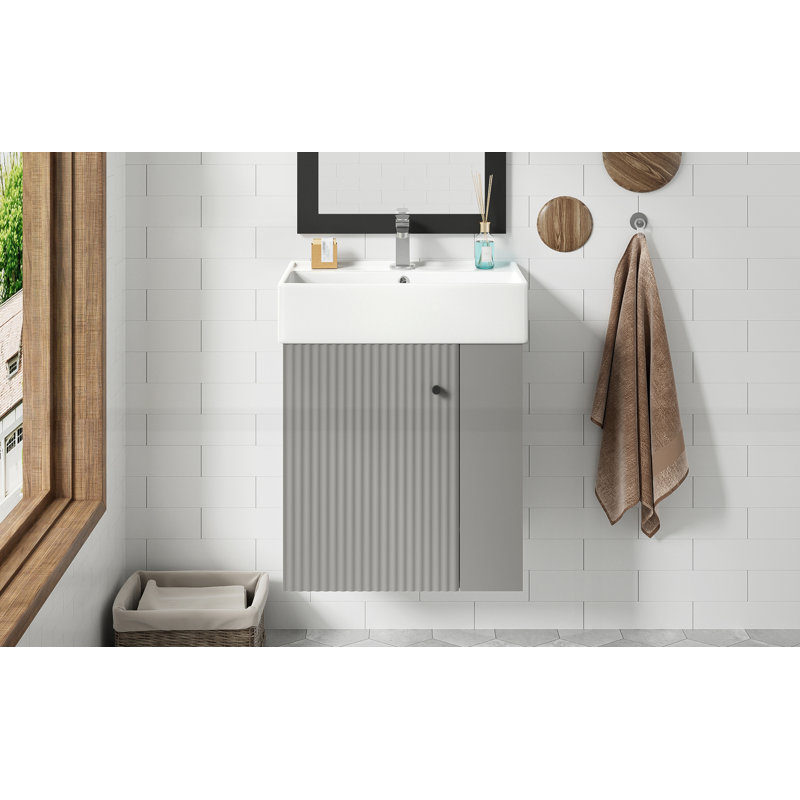 Meuble-lavabo flottant moderne 21,6 po avec lavabo en céramique