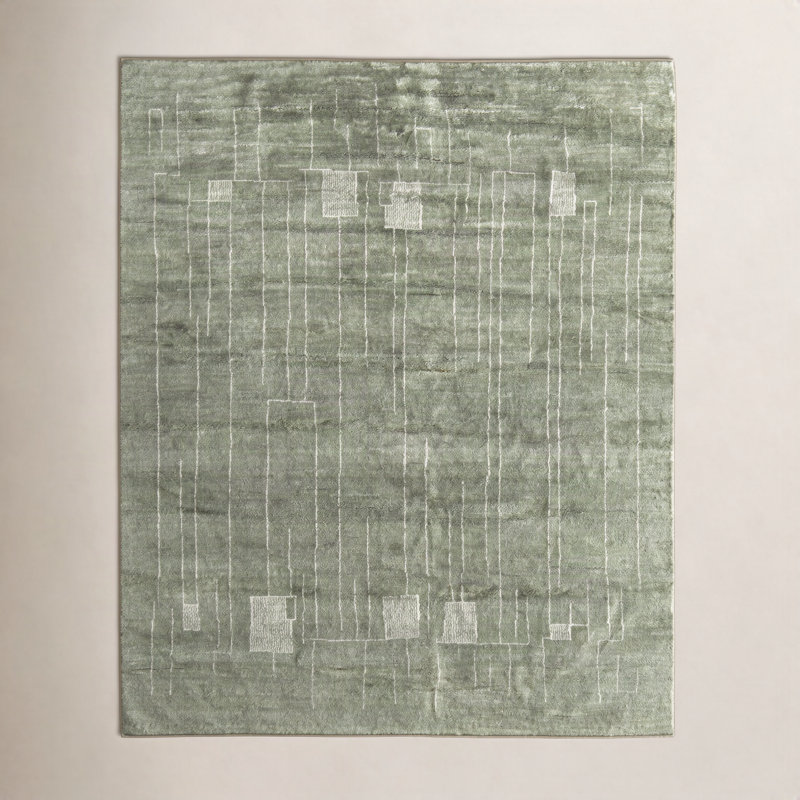 Agape Modern Abstract Green Area Rug, Rectangle 9'6" x 13'6"