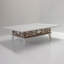 Table basse Mid-Century moderne à plateau relevable avec rangement géométrique / treillis