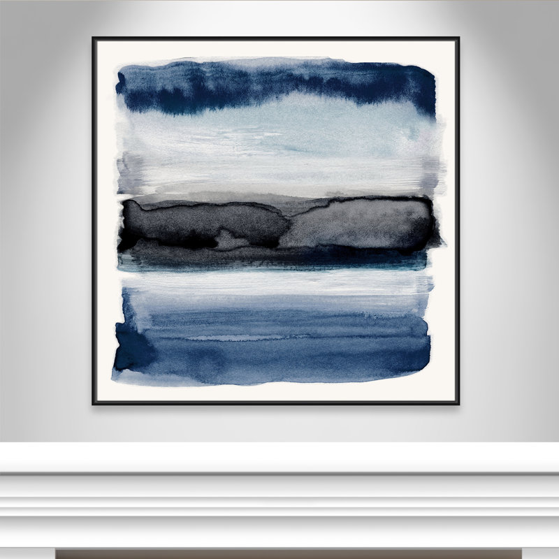Collection Sky «Navy Sky II» par Nan, H 46,5 po x l 46,5 po, Cadre flottant noir