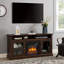 Meuble télé contemporain avec meuble télé avec foyer encastrable 18 po pour téléviseur de 65 po ou moins et espace de rangement ouvert et fermé-415224463
