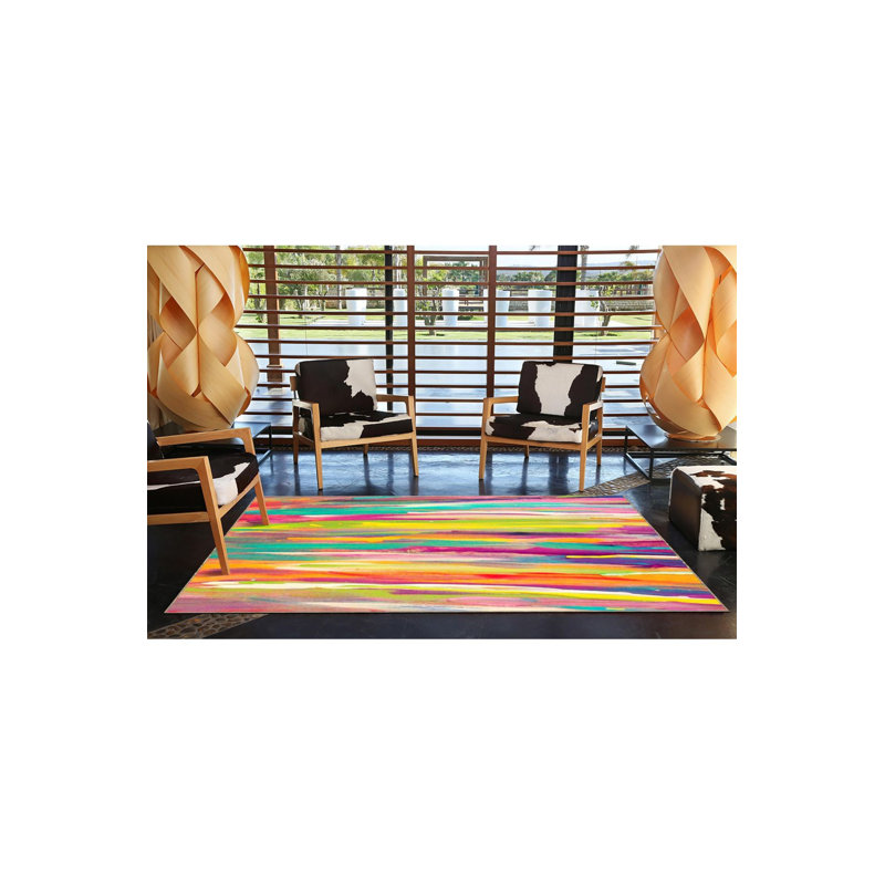 Tapis tissé lavable à motif pastel, Sous-tapis rond 3 pi 3 po inclus